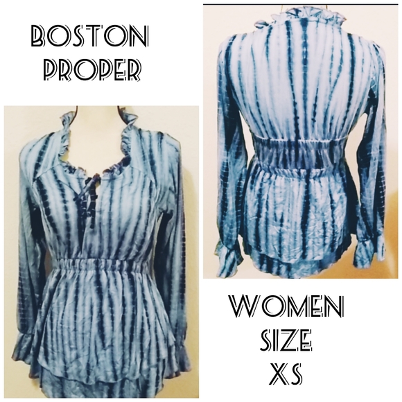 BOSTON PROPER PEASANT STYLE TOP - Picture 1 of 8